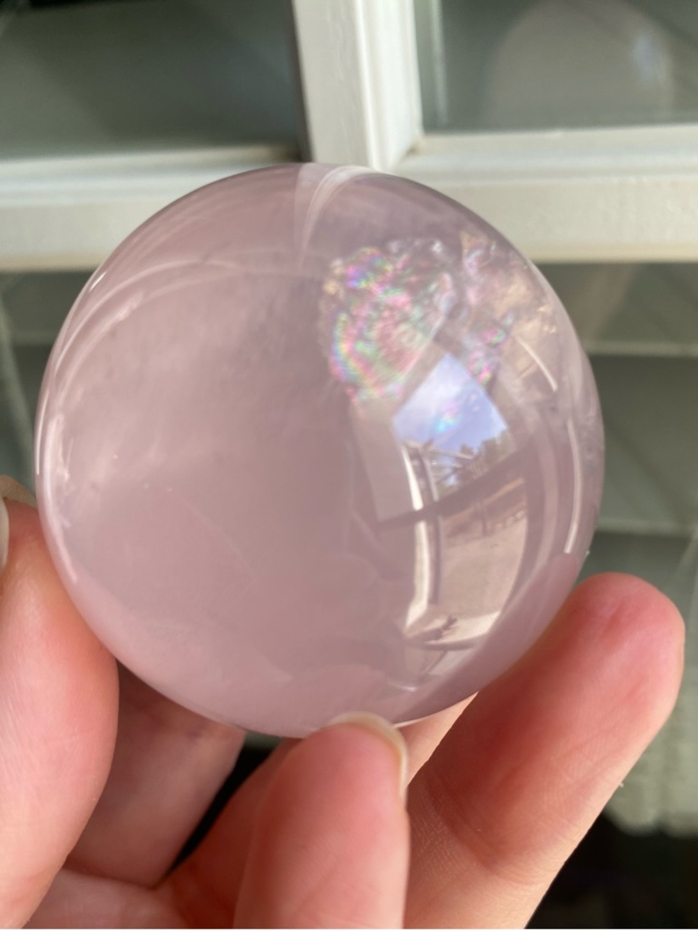 Rose Quartz Crystal Sphere with Starflash - Picture 5 of 12
